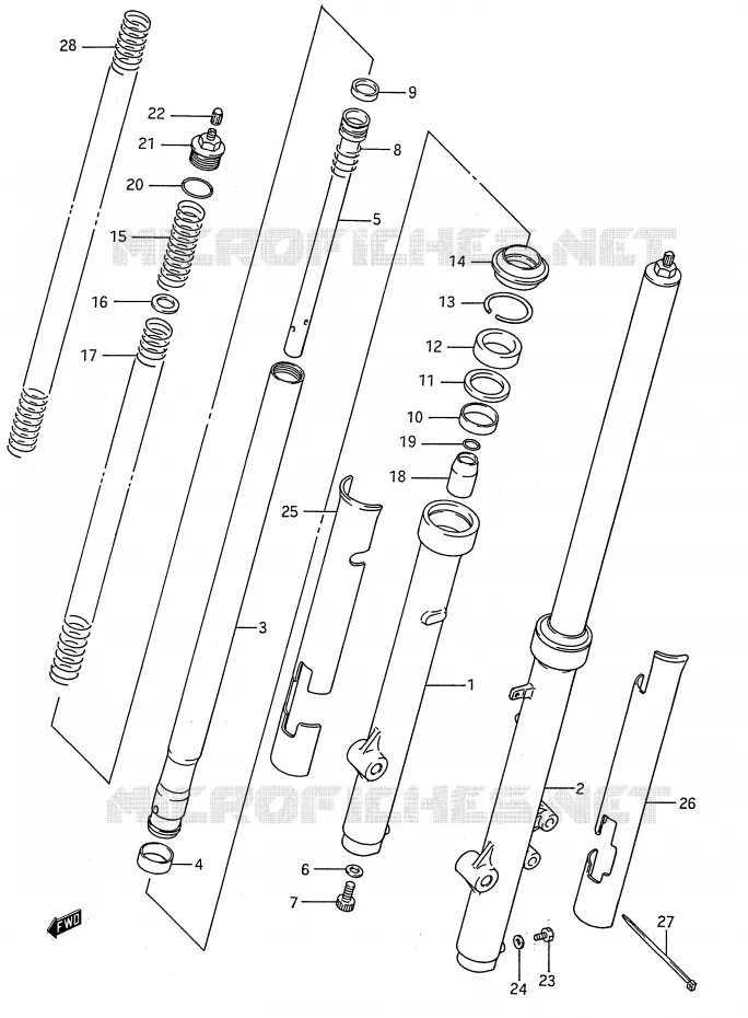 FRONT FORK (MODEL G/H/J) Suzuki MOTO 80 RM 1989  RM80K(E28)