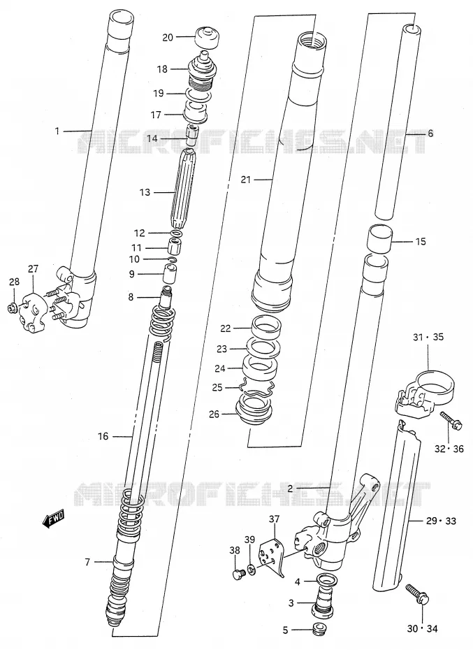 FRONT FORK (MODEL K) Suzuki MOTO 250 RMX 1992  RMX250N(E28)