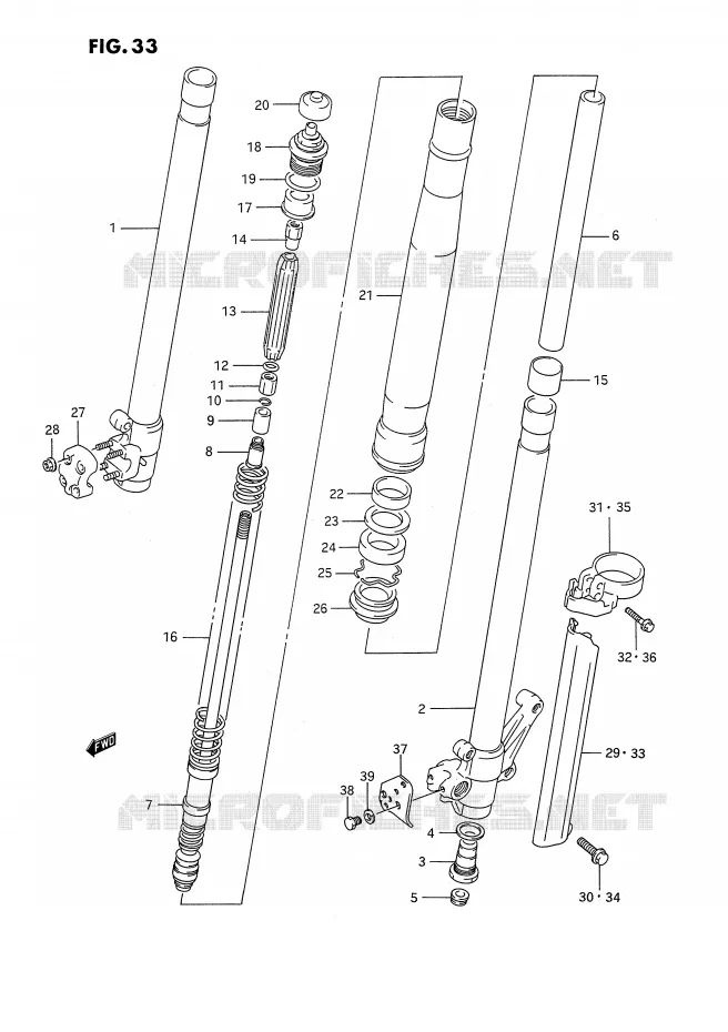 FRONT FORK (MODEL K) Suzuki MOTO 250 RMX 1992  RMX250N(E3)