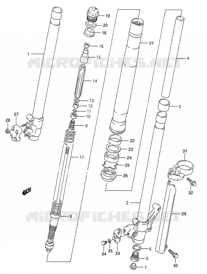 FRONT FORK (MODEL L) Suzuki MOTO 250 RMX 1992  RMX250N(E28)