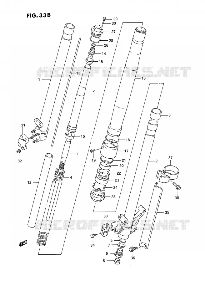 FRONT FORK (MODEL M) Suzuki MOTO 250 RMX 1996  RMX250T(E3)