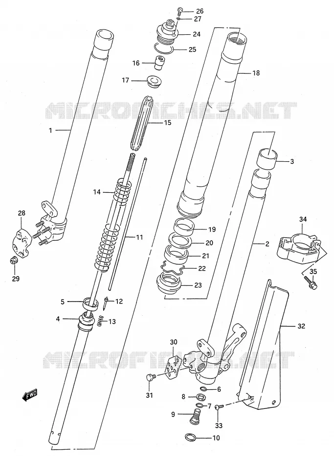 FRONT FORK (MODEL N) Suzuki MOTO 250 RMX 1991  RMX250M(E28)