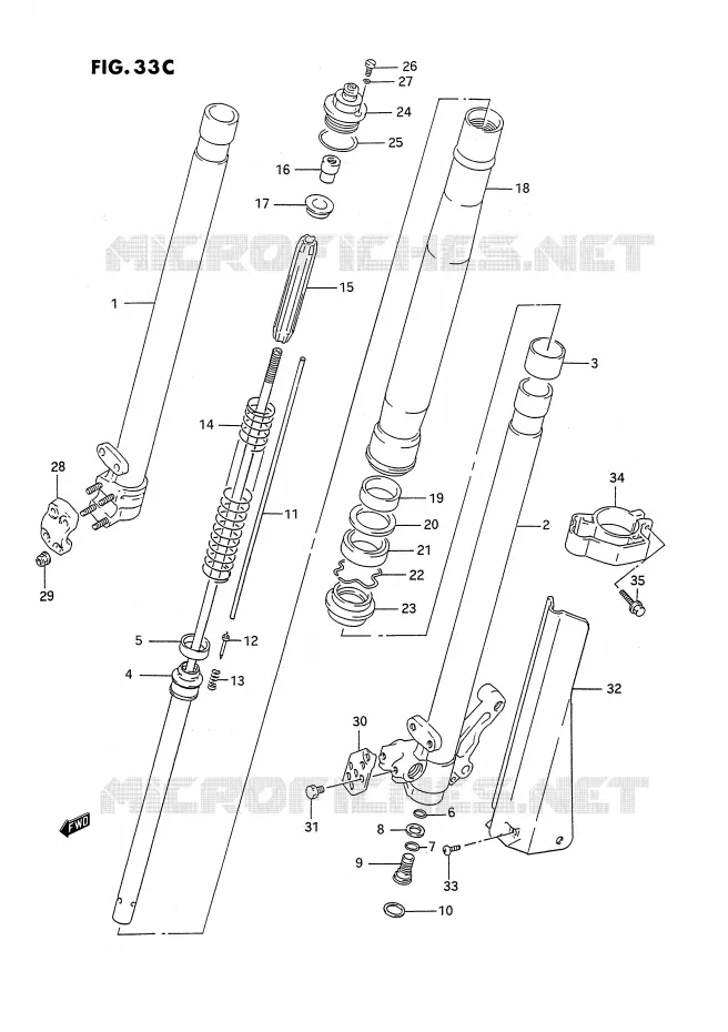FRONT FORK (MODEL N) Suzuki MOTO 250 RMX 1993  RMX250P(E3)
