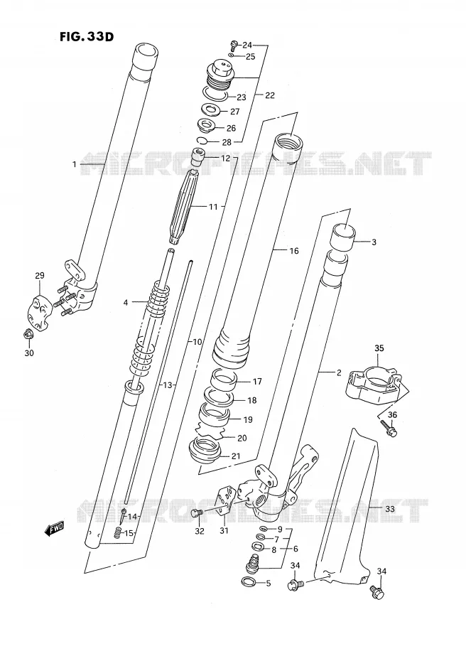 FRONT FORK (MODEL P/R/S) Suzuki MOTO 250 RMX 1993  RMX250P(E3)