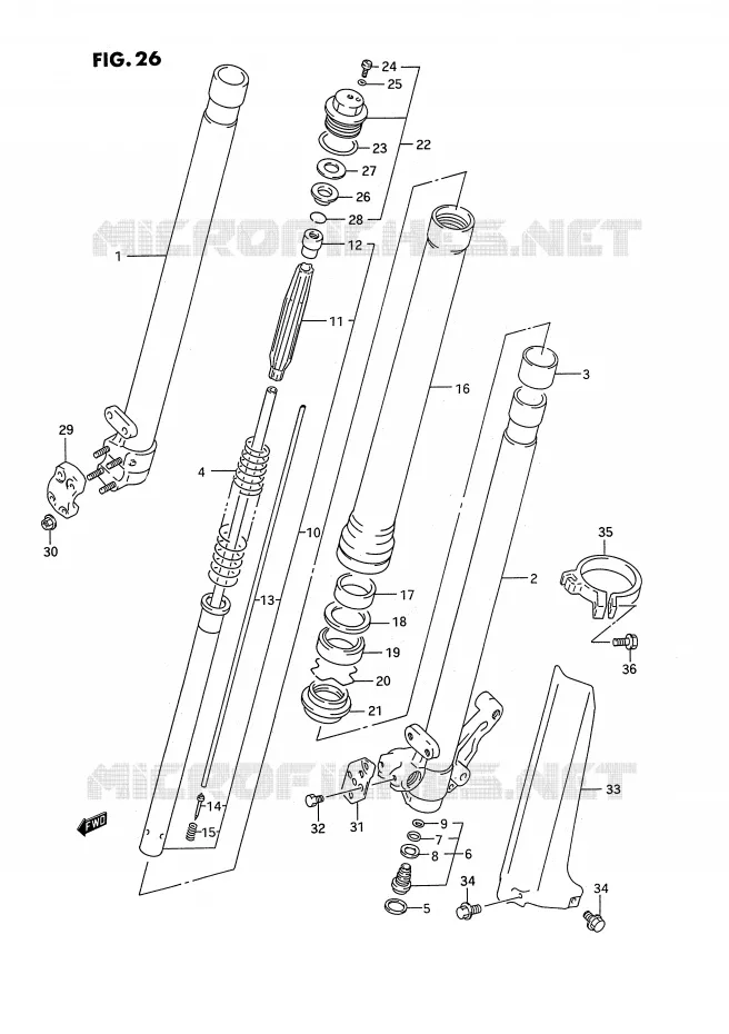 FRONT FORK (MODEL P) Suzuki MOTO 250 RMX 1994  RMX250RR(E1)