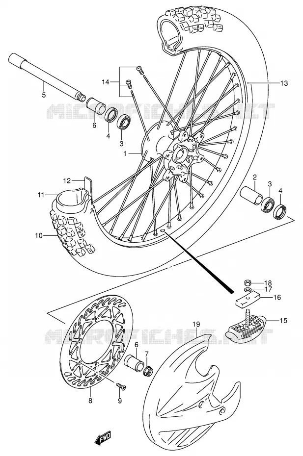 FRONT WHEEL (MODEL K1/K2/K3/K4) Suzuki MOTO 125 RM 2004  RM125K4(E3/E28)