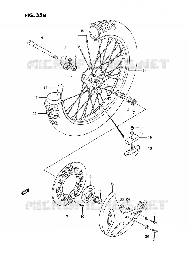 FRONT WHEEL (MODEL N/P/R/S) Suzuki MOTO 250 RMX 1989  RMX250K(E3)