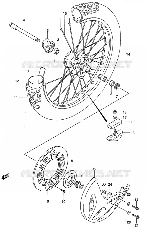 FRONT WHEEL (MODEL N/P/R) Suzuki MOTO 250 RMX 1994  RMX250R(E28)