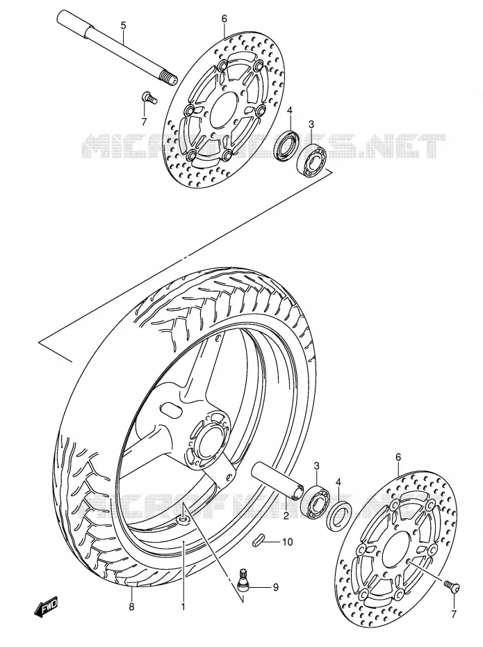 FRONT WHEEL (SEE NOTE) Suzuki MOTO 650 SV-S 2007  SV650SAK7(E2)