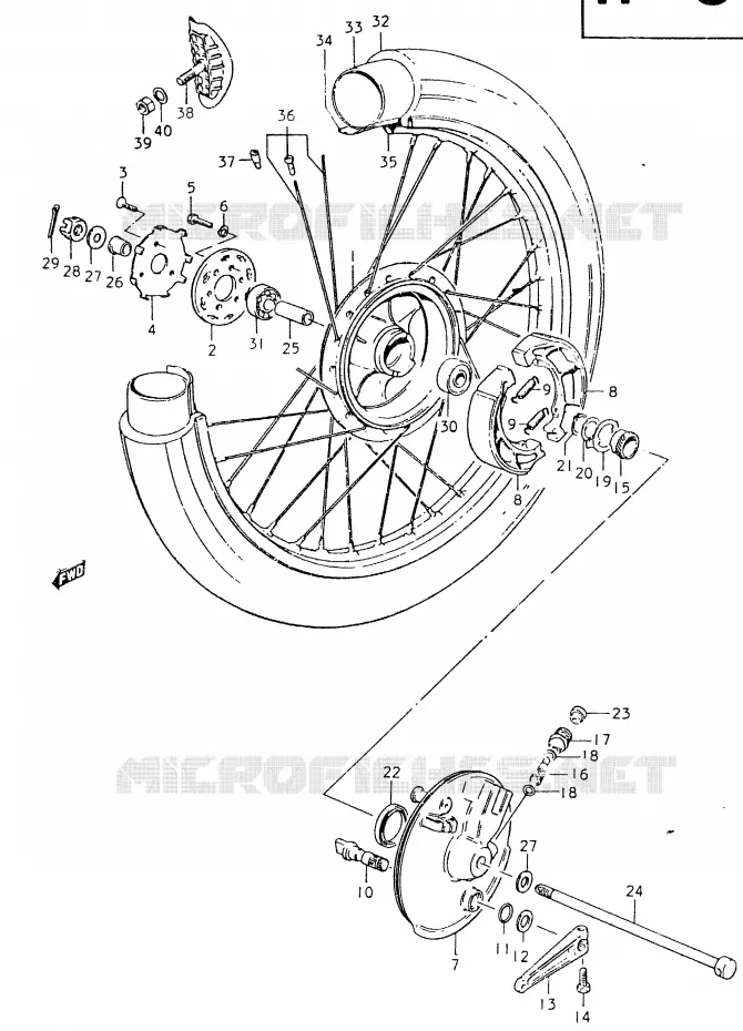 FRONT WHEEL Suzuki MOTO 400 SP 1980  SP400T