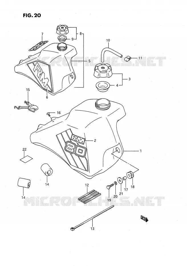 FUEL TANK (MODEL G/H) Suzuki MOTO 80 RM 1986  RM80XG(E2)