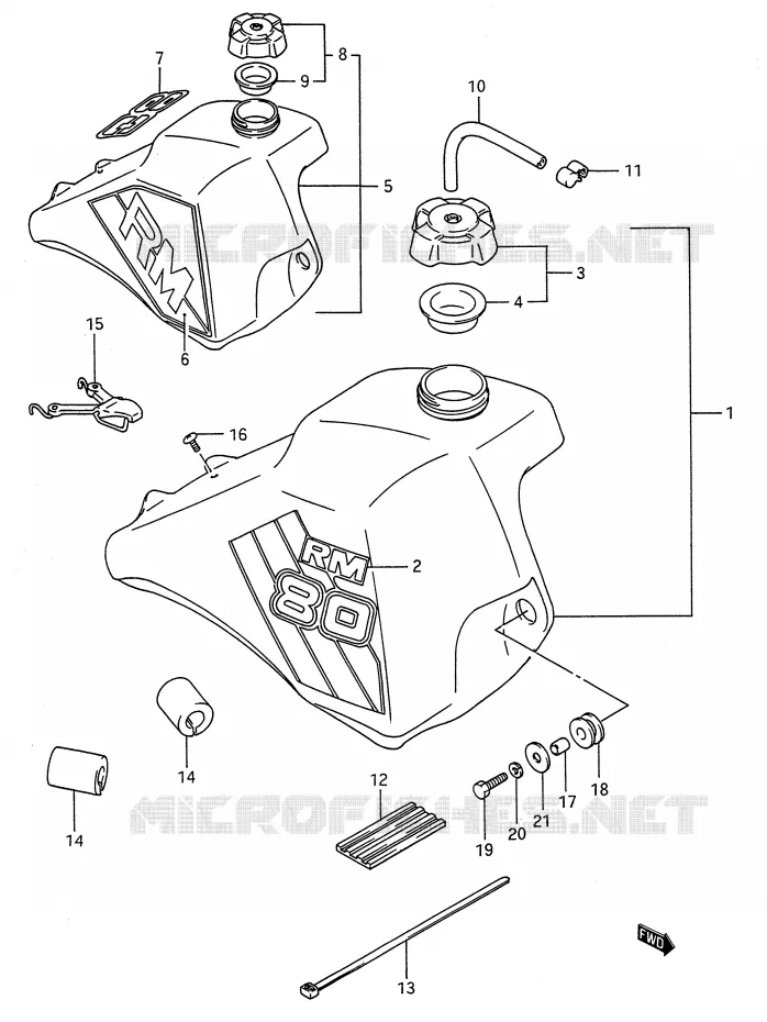 FUEL TANK (MODEL G/H) Suzuki MOTO 80 RM 1990  RM80L(E28)