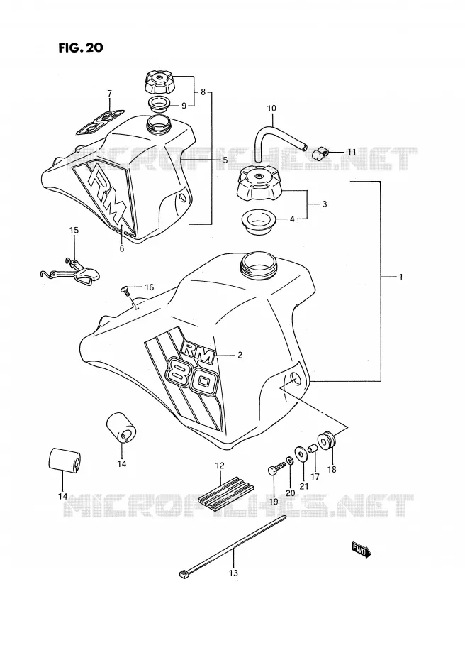 FUEL TANK (MODEL G/H) Suzuki MOTO 80 RM 1992  RM80N(E3)