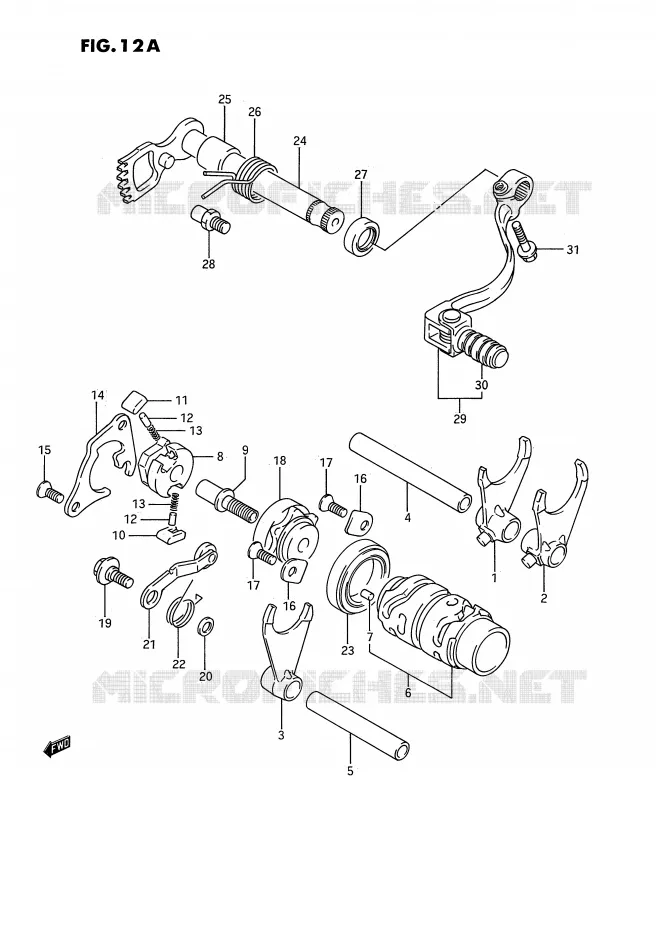 GEAR SHIFTING ASSY (MODEL K/L/M/N/P/R/S) Suzuki MOTO 80 RM 1986  RM80G(E3)