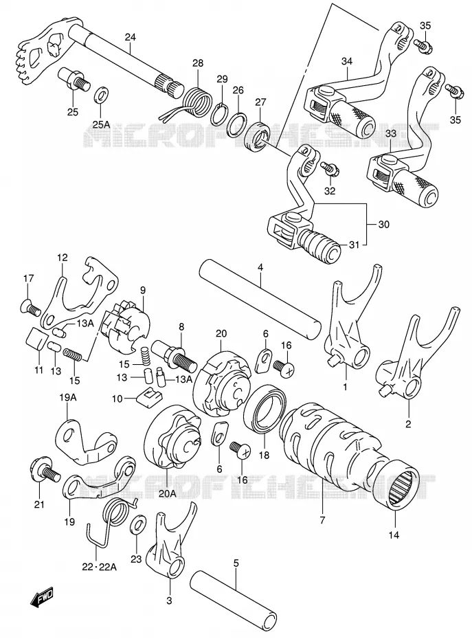 GEAR SHIFTING ASSY Suzuki MOTO 125 RM 2004  RM125K4