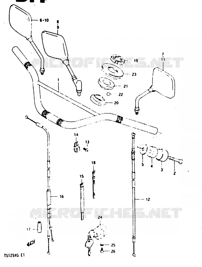 HANDLEBAR (MODEL E E18 F.NO.106210-/MODEL F/G) Suzuki MOTO 125 TS-X 1985  TS125XF(E/F/G)