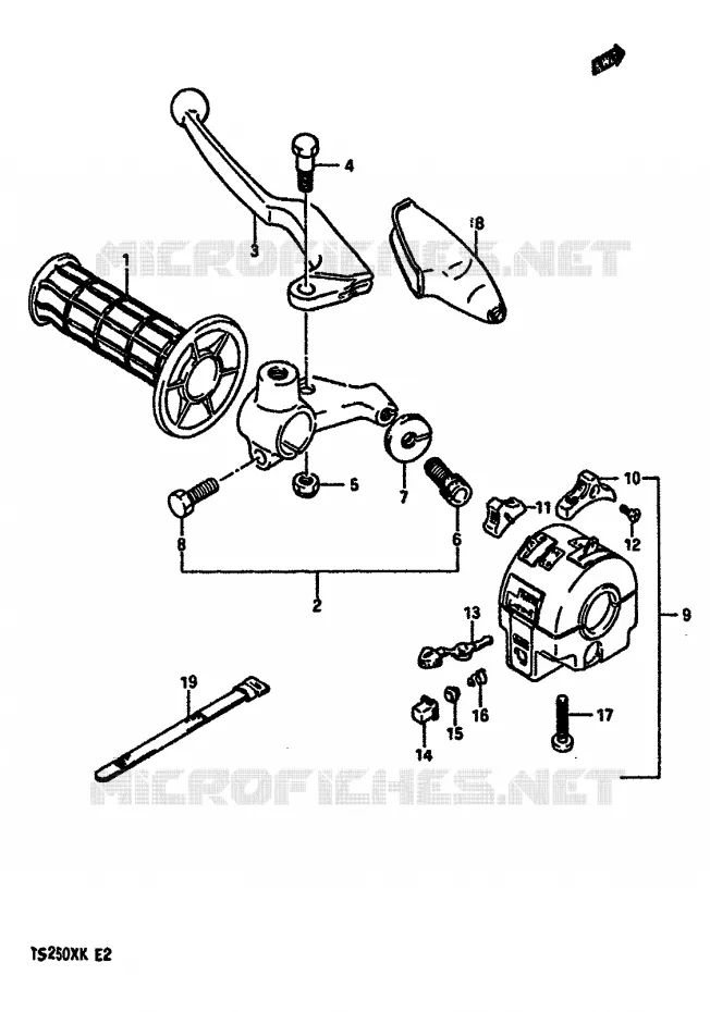 LEFT SWITCH - HANDGRIP (MODEL E,MODEL G E17,E18,E22) Suzuki MOTO 250 TS-X 1987  TS250XH(E/G/H/J/K)