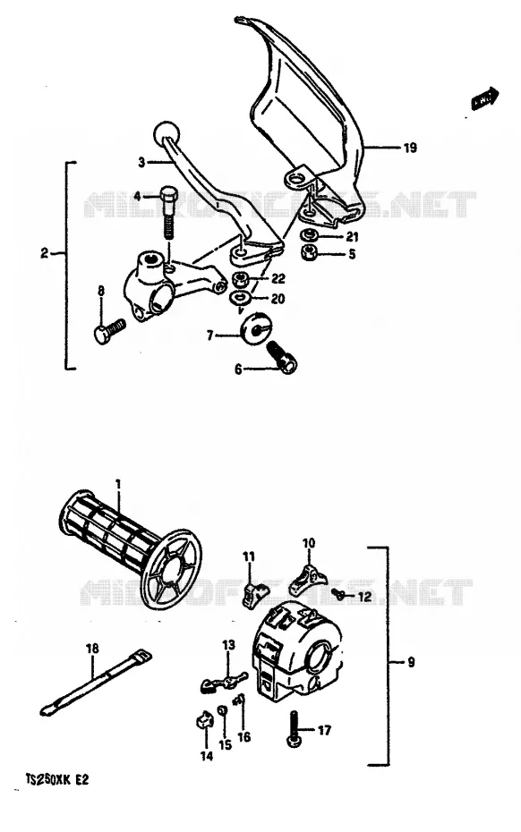 LEFT SWITCH - HANDGRIP (MODEL G E1,E2,E4,E21,E24) Suzuki MOTO 250 TS-X 1986  TS250XG(E/G/H/J/K)