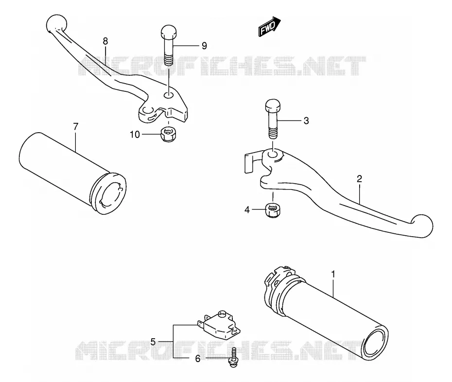 LEVERS - HANDGRIPS (MODEL S/T/V) Suzuki MOTO 800 INTRUDER 1993  VS800GLP(E28)