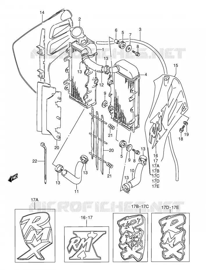 RADIATOR (MODEL K/L/M/N) Suzuki MOTO 250 RMX 1996  RMX250T(E1)