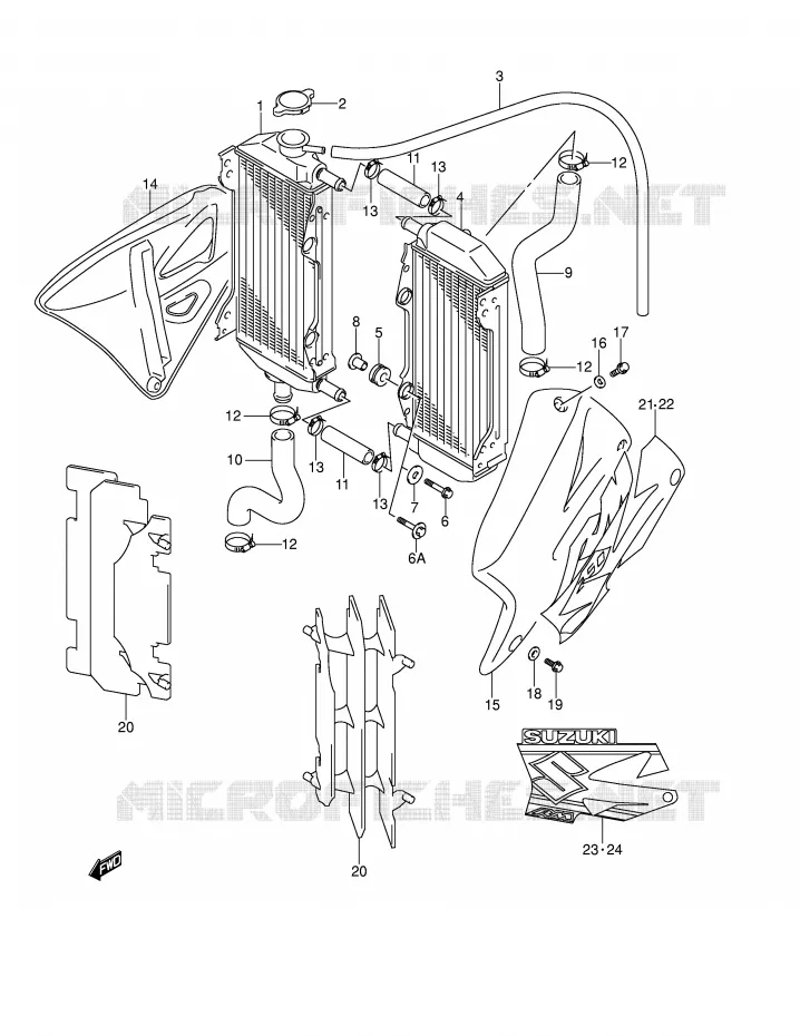 RADIATOR Suzuki MOTO 250 RM 2001  RM250K1(E2)