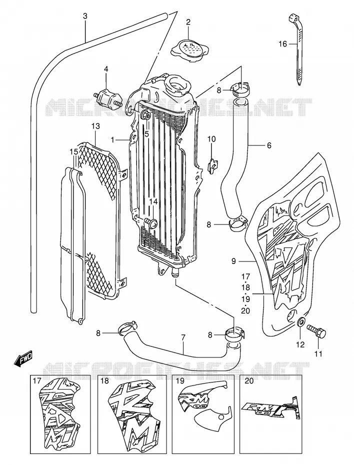 RADIATOR Suzuki MOTO 80 RM 1997  RM80V(E24)