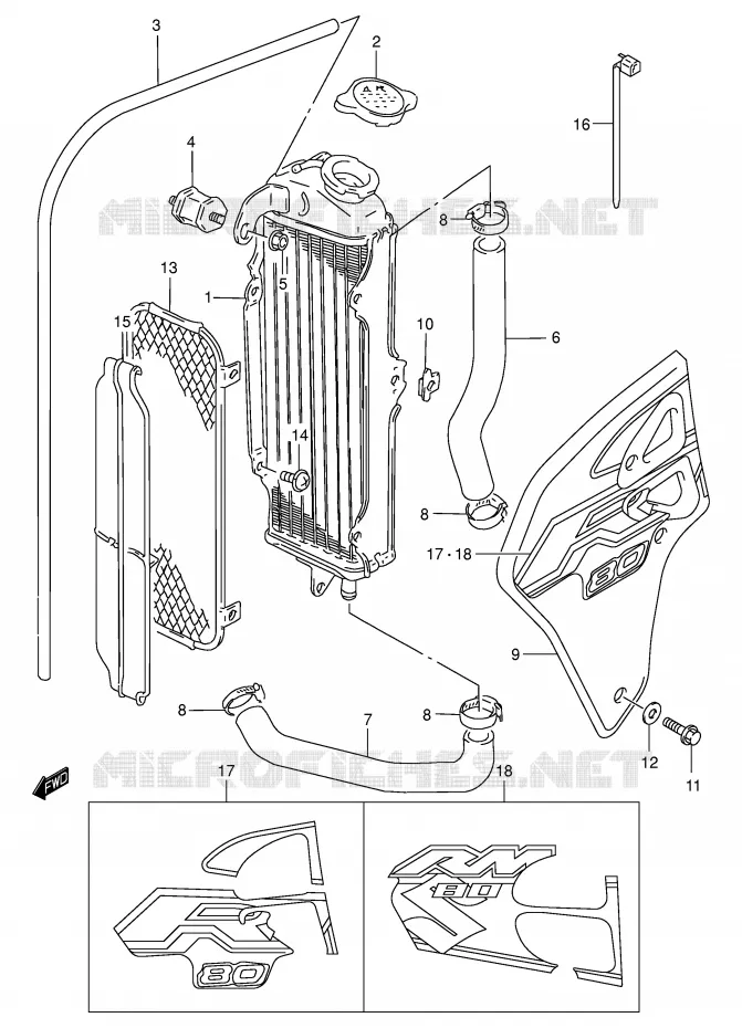 RADIATOR Suzuki MOTO 80 RM 2000  RM80Y(P3/P28)