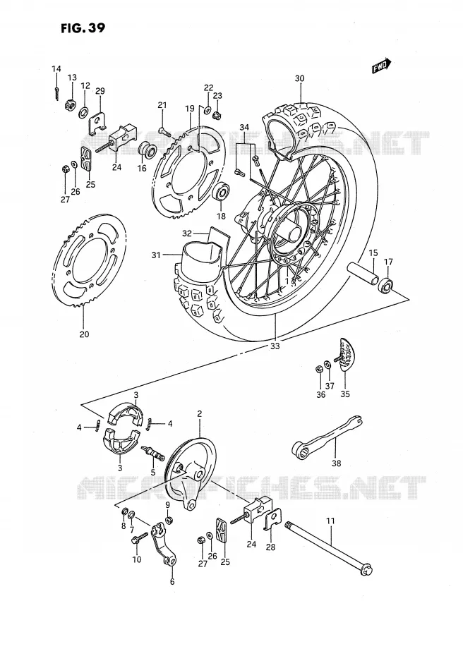 REAR WHEEL (MODEL G/H/J/K) Suzuki MOTO 80 RM 1992  RM80XN(E2)