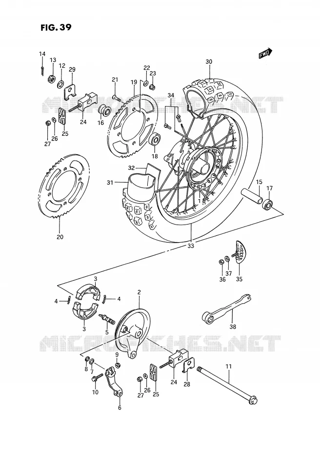 REAR WHEEL (MODEL G/H/J/K) Suzuki MOTO 80 RM 1993  RM80P(E3)