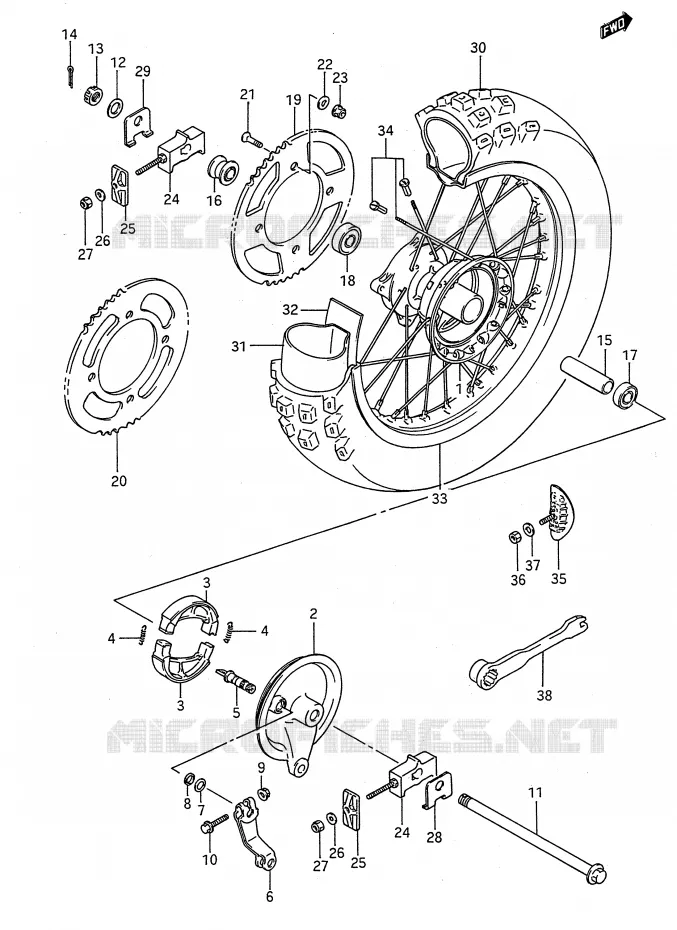 REAR WHEEL (MODEL G/H/J/K) Suzuki MOTO 80 RM 1995  RM80S(E28)