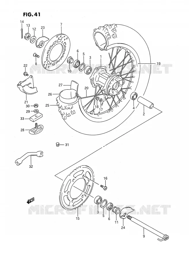 REAR WHEEL (MODEL K/L/M) Suzuki MOTO 250 RMX 1994  RMX250R(E3)