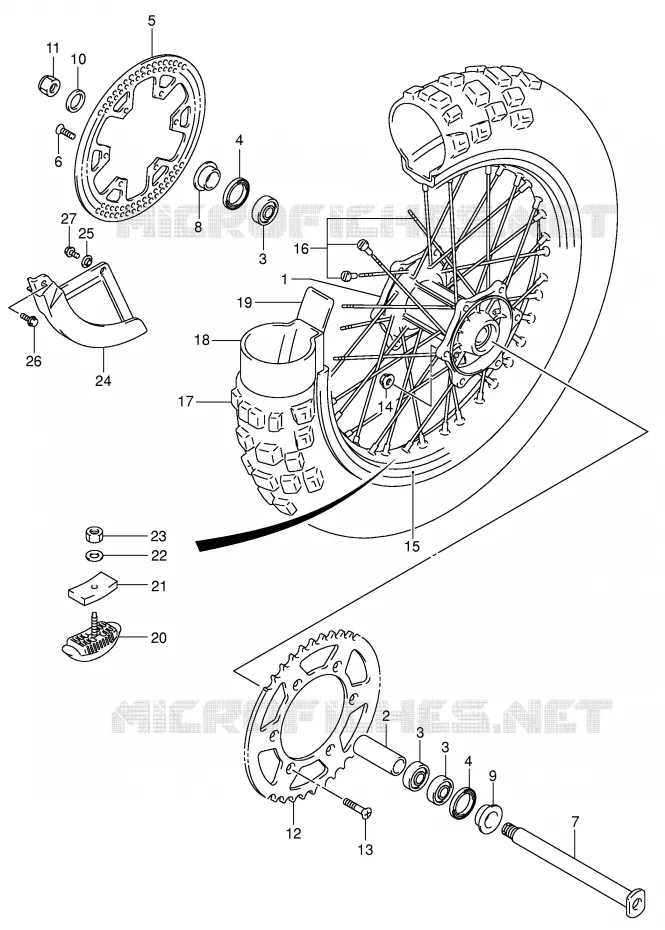 REAR WHEEL (MODEL K4) Suzuki MOTO 125 RM 2003  RM125K3