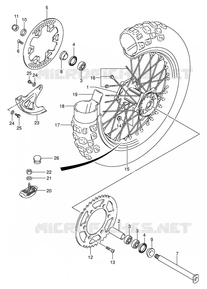 REAR WHEEL (MODEL K5) Suzuki MOTO 250 RM 2004  RM250K4(E3/E28)