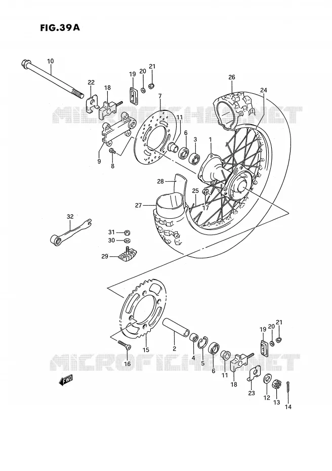REAR WHEEL (MODEL L/M/N/P/R/S) Suzuki MOTO 80 RM 1991  RM80M(E3)