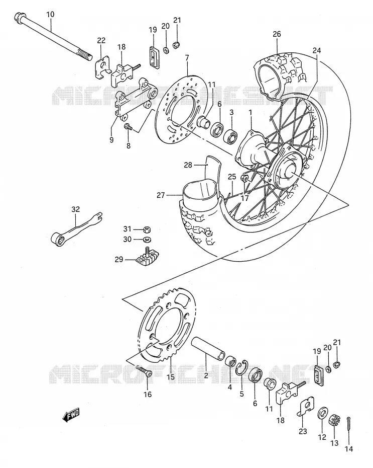 REAR WHEEL (MODEL L/M/N/P/R/S) Suzuki MOTO 80 RM 1993  RM80P(E28)
