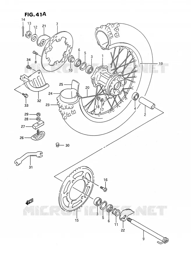 REAR WHEEL (MODEL N/P/R/S/T) Suzuki MOTO 250 RMX 1989  RMX250K(E3)