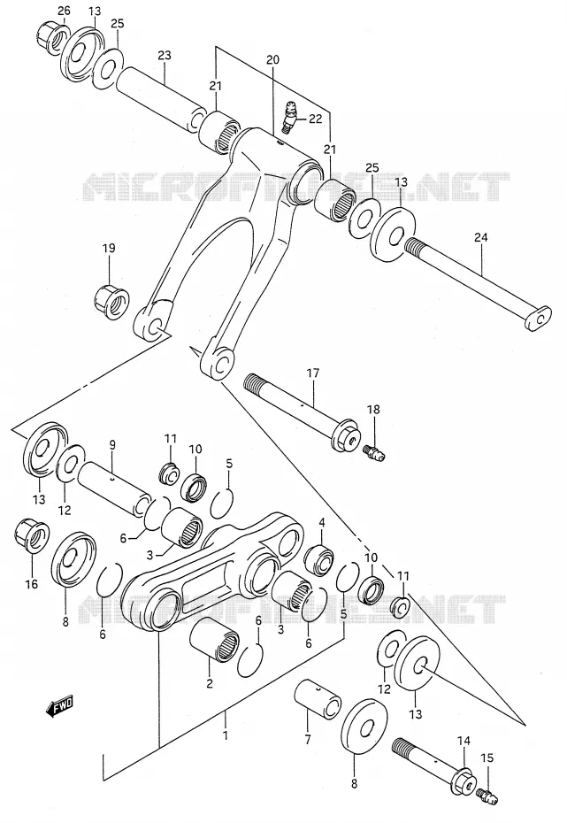 SHOCK ABSORBER LINKAGE (MODEL K/L) Suzuki MOTO 250 RMX 1993  RMX250P(E28)