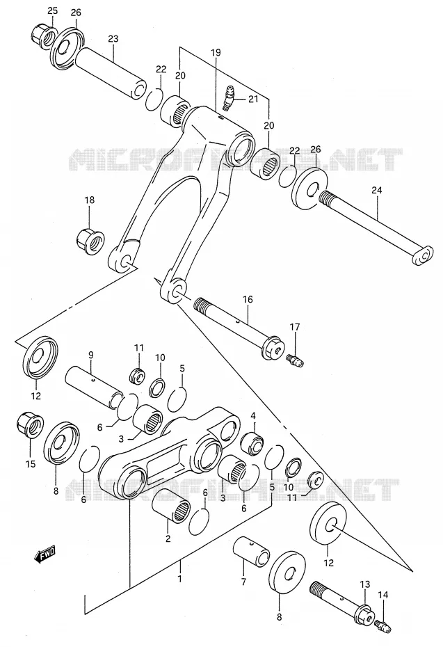 SHOCK ABSORBER LINKAGE (MODEL M/N/P/R) Suzuki MOTO 250 RMX 1991  RMX250M(E28)