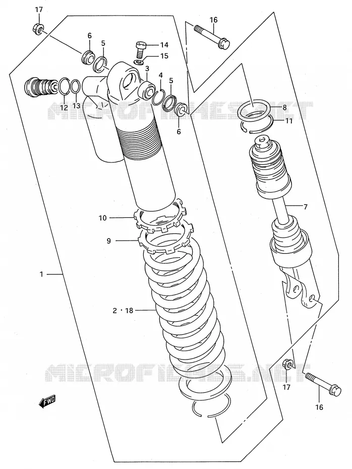 SHOCK ABSORBER (MODEL P/R) Suzuki MOTO 250 RMX 1991  RMX250M(E28)