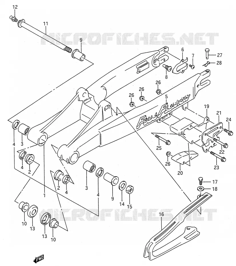 SWINGARM (MODEL K/L) Suzuki MOTO 250 RMX 1989  RMX250K(E28)