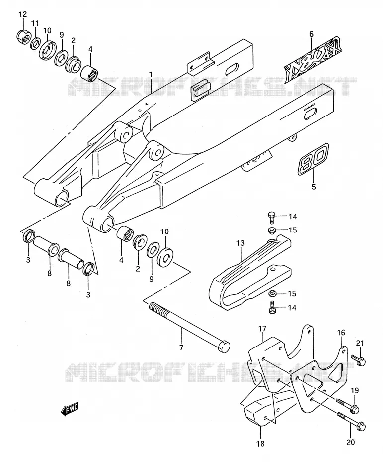 SWINGARM (MODEL M/N/P/R/S) Suzuki MOTO 80 RM 1987  RM80H(E28)