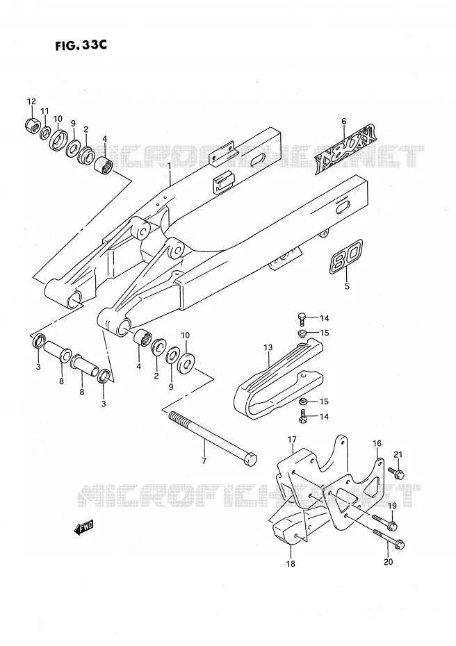 SWINGARM (MODEL M/N/P/R/S) Suzuki MOTO 80 RM 1995  RM80XS(E2)