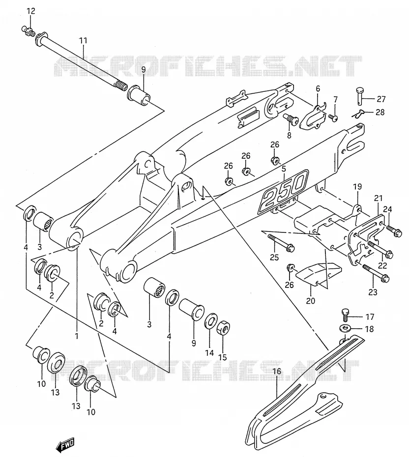 SWINGARM (MODEL M/N) Suzuki MOTO 250 RMX 1991  RMX250M(E28)