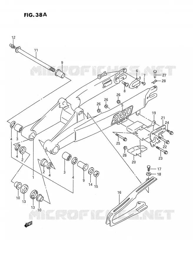 SWINGARM (MODEL M/N) Suzuki MOTO 250 RMX 1994  RMX250R(E3)