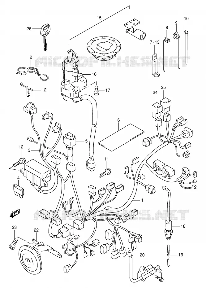 WIRING HARNESS (MODEL W/X/Y/K1) Suzuki MOTO 1000 TL-S 1997  TL1000SV(E2)