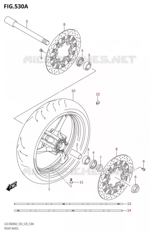 FRONT WHEEL (GSX-R600Z) Suzuki MOTO 600 GSX-R 2022  GSX-R600 M2 (E03,E28,E33)