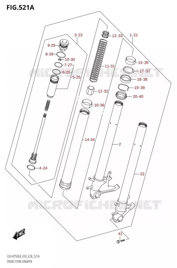 FRONT FORK Suzuki MOTO 750 GSX-R 2018  GSX-R750 L8 (E03,E28,E33)