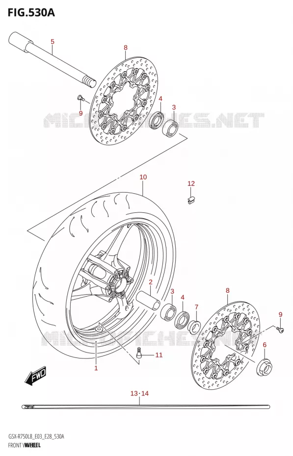FRONT WHEEL Suzuki MOTO 750 GSX-R 2018  GSX-R750 L8 (E03,E28,E33)