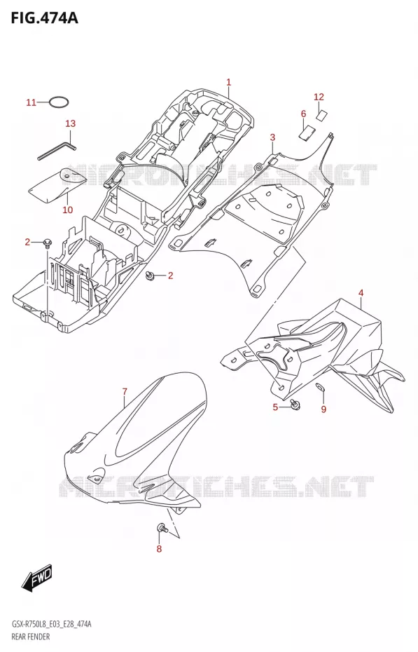 REAR FENDER Suzuki MOTO 750 GSX-R 2018  GSX-R750 L8 (E03,E28,E33)