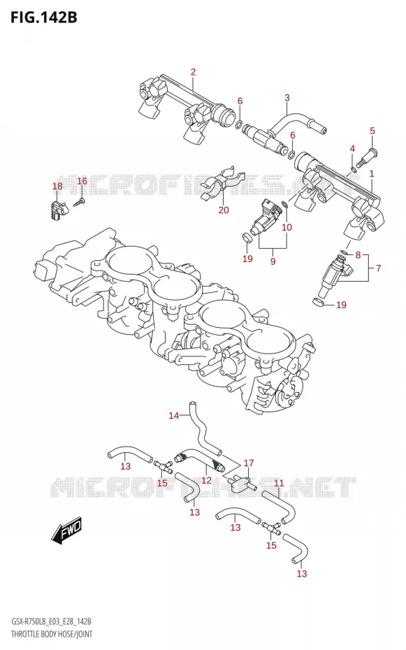 THROTTLE BODY HOSE/JOINT (GSX-R750:L8:E28) Suzuki MOTO 750 GSX-R 2018  GSX-R750 L8 (E03,E28,E33)